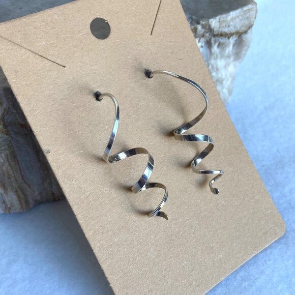 Artisan Sterling Silver 925 1.5" Twisted Spiral Wire Dangle Earrings - Picture 12 of 16